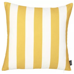 Homeroots.co 355656 Yellow And White Cabana Stripe Geometric Decorativ