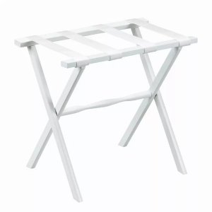 Homeroots.co 383078 White Wood Straight Leg Luggage Rack With 4 White 