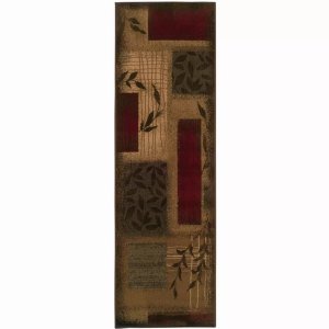 Homeroots.co 383625 9' Beige And Red Floral Indoor Jute Runner Rug