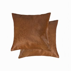 Homeroots.co 317088 18 X 18 X 5 Brown, Cowhide - Pillow 2 Pack