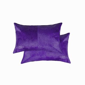 Homeroots.co 317109 12 X 20 X 5 Purple, Cowhide - Pillow 2-pack