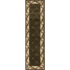 Homeroots.co 353693 2' X 8' Green Fleur De Lis Runner Rug