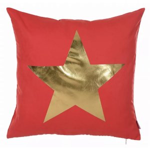 Homeroots.co 355516 18x 18 Happy Square Gold Star Printed Decorative T