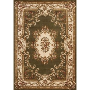 Homeroots.co 353196 2'x3' Green Ivory Machine Woven Floral Medallion I