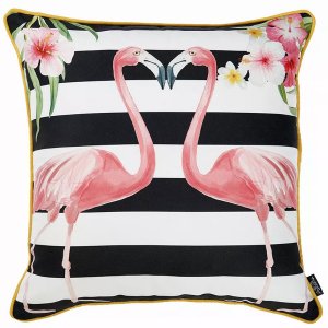 Homeroots.co 355444 18x 18 Tropical Flamingo Love Decorative Throw Pil