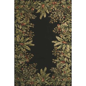 Homeroots.co 353561 2'x3' Wool Black Tropical Border Accent Rug