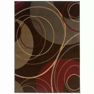 Homeroots.co 383632 4'x6' Brown And Red Abstract Indoor Jute Area Rug