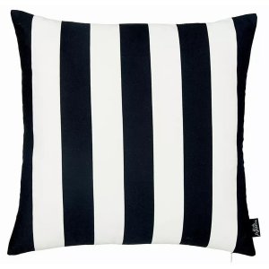 Homeroots.co 355661 Black And White Cabana Stripe Geometric Decorative