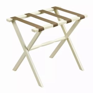 Homeroots.co 383080 Ivory Wood Straight Leg Luggage Rack With 4 Beige 