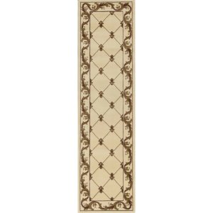 Homeroots.co 353683 2' X 8' Ivory Fleur De Lis Runner Rug