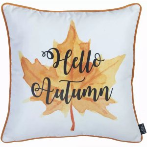 Homeroots.co 355657 18x 18 Thanksgiving Leaf Quote Decorative Throw Pi