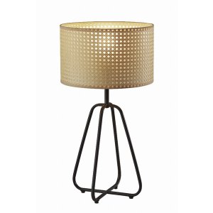 Homeroots.co 372884 Open Cane Web Natural Shade Dark Bronze Table Lamp