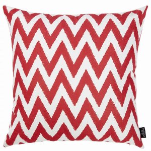 Homeroots.co 355466 18x18 Red Nautical Chevron Decorative Throw Pillow