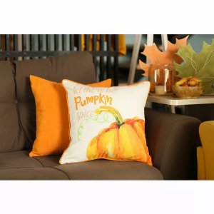 Homeroots.co 355241 18x 18 Thankful Pumpkin Love Printed Decorative Th