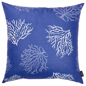 Homeroots.co 355335 Square Blue Coral Reef Decorative Throw Pillow Cov