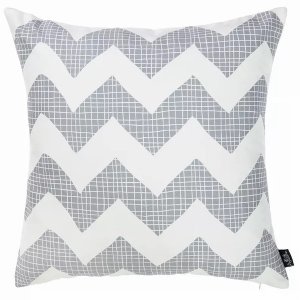 Homeroots.co 355249 18x 18 Tropical Gray Chevron Printed Decorative Th