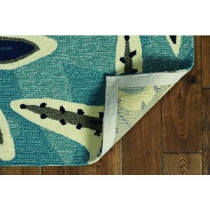 Homeroots.co 374683 3' X 5' Blue Sand Dollar Indoor Outdoor Area Rug