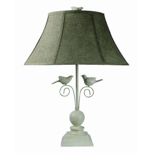 Homeroots.co 379777 Cheerful White Table Lamp With 3d White Birds