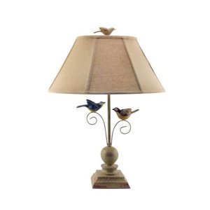 Homeroots.co 379778 Cheerful Taupe Base Table Lamp With 3d Colorful Bi