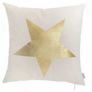 Homeroots.co 355402 18x 18 Happy Square Star Printed Decorative Throw 