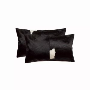 Homeroots.co 317129 12 X 20 X 5 Black And White, Cowhide - Pillow 2-pa