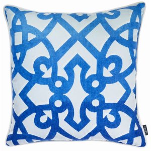 Homeroots.co 355523 Blue Trellis Decorative Throw Pillow Cover Printed