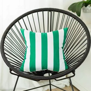 Homeroots.co 355660 18x18 Green Stripes Geometric Decorative Throw Pil