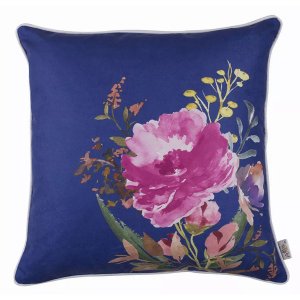 Homeroots.co 355487 Blue Watercolor Wild Flower Decorative Throw Pillo