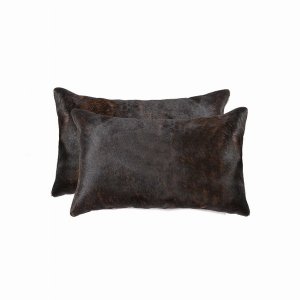 Homeroots.co 317107 12 X 20 X 5 Chocolate, Cowhide - Pillow 2-pack