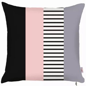 Homeroots.co 355550 Square Gray Pink And Black Decorative Throw Pillow