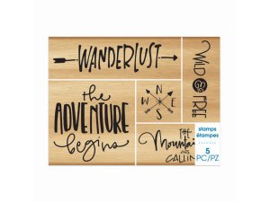 Bulk CH904 Momenta 5 Piece Wooden Stamp Set In Wanderlust Theme