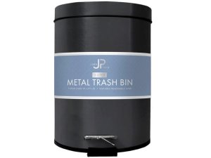 Bulk DC241 Jade Park 5 Liter Glossy Black Metal Trash Bin