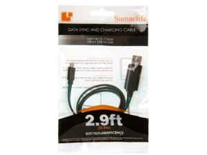 Bulk EC416 Light Up Micro Usb Charge And Sync Cable In Blue