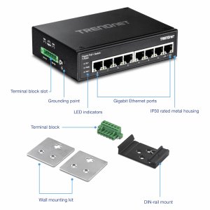 Trendnet TI-PG80 8-port Hardened Industrial Gigabit Poe+ Din-rail Swit