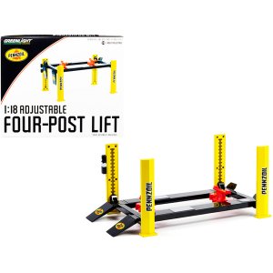 Greenlight 13619 Adjustable Four Post Lift Black And Yellow Pennzoil F