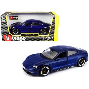 Bburago 21098bl Porsche Taycan Turbo S Blue Metallic 124 Diecast Model