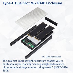 Syba SD-ENC40145 Ac Sd-enc40145 Usb 3.1 Type-c To Dual M.2 B-key Ssd R