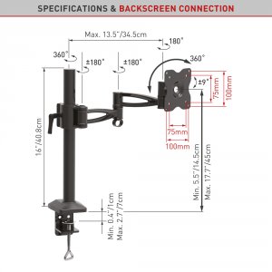 Barkan E621 Full Motion Monitor Desk Mount