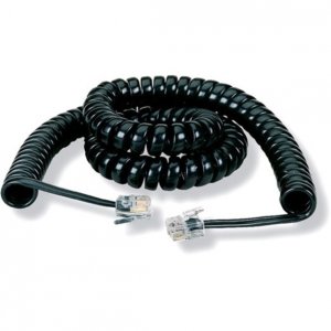 Black EJ300-0025 Rj-22 Modular Coiled Handset Cord Black 25-ft. 7.6-m