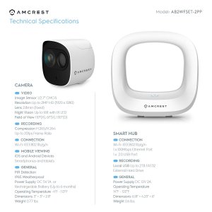 Amcrest AB2WFSET-2PP 2mp Smart Home Battery Camera System