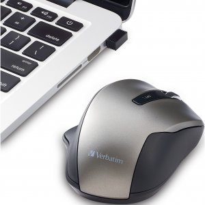 Verbatim 70242 Silent Ergonomic Wireless Blue Led Mouse - Graphite - B