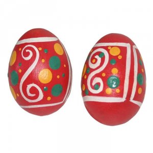 X8 SHAK-PK Pink Hand Painted Wooden Egg Shakers - Pair