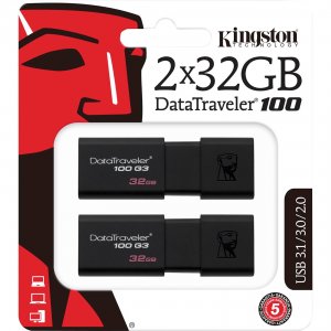 Kingston DT100G3/32GB-2P Memory Dt100g3 32gb-2p 32gb Usb3.0 Datatravel