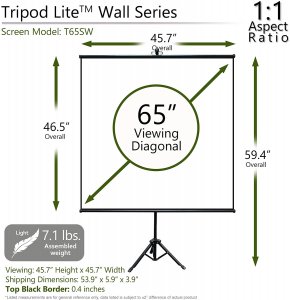 Elitescreens T65SW Tripod Lite, 65-inch 1:1