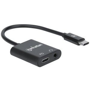 Manhattan 153355 Usb-c To Headphone Jack Adapter With Pd