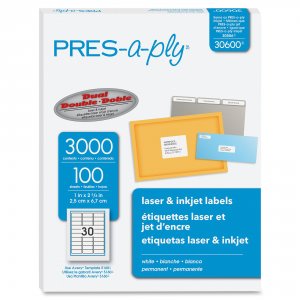 Avery 30600 Pres-a-ply (1 X 2-58) (white Laser) (30 Labelssheet) (100 