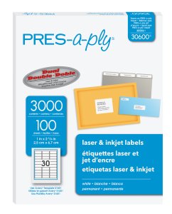 Avery 30600 Pres-a-ply (1 X 2-58) (white Laser) (30 Labelssheet) (100 