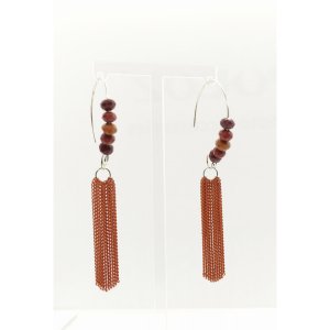 Wild E00417 Rust Chain Fringe Earrings With Crystal