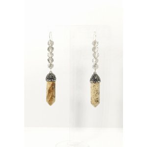 Wild E00151 Jasper And Crystal Drop Earrings