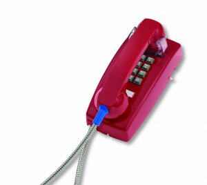 Cortelco ITT-2554-ARC-RD Basic Wall Phone  Armored Cord  Plastic Cradl